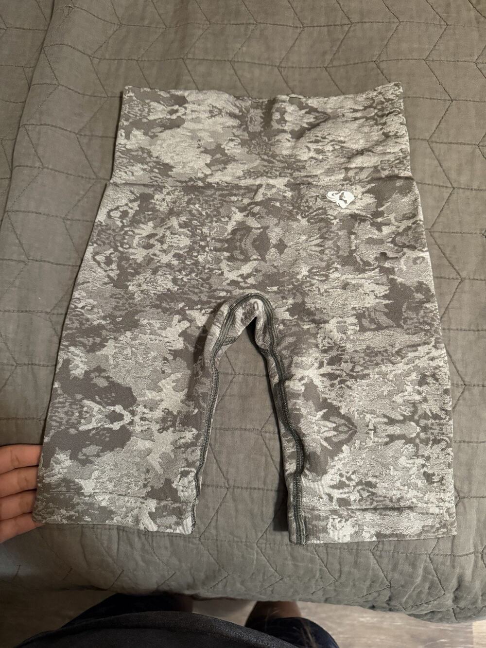 Women’s Best Women’s S Gray Camo Biker Activewear Pull-On Shorts Stretch